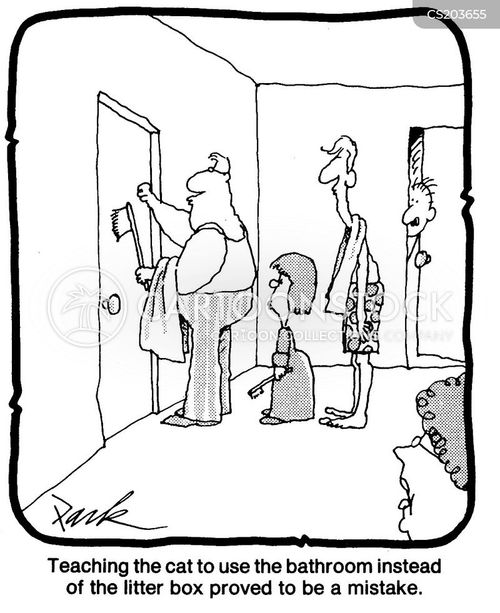 Cat Using The Bathroom Cartoons and Comics funny pictures from