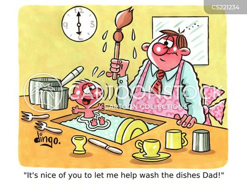 Cartoons und Karikaturen mit Spüle
