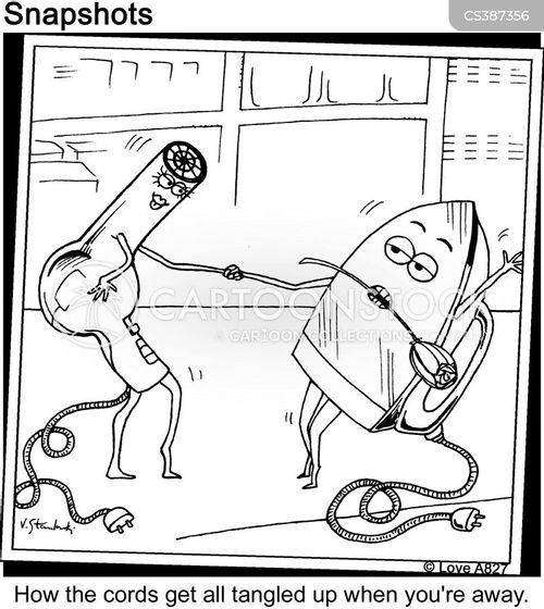Tangled Cords Cartoons and Comics funny pictures from CartoonStock
