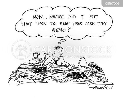 disorganized office cartoon