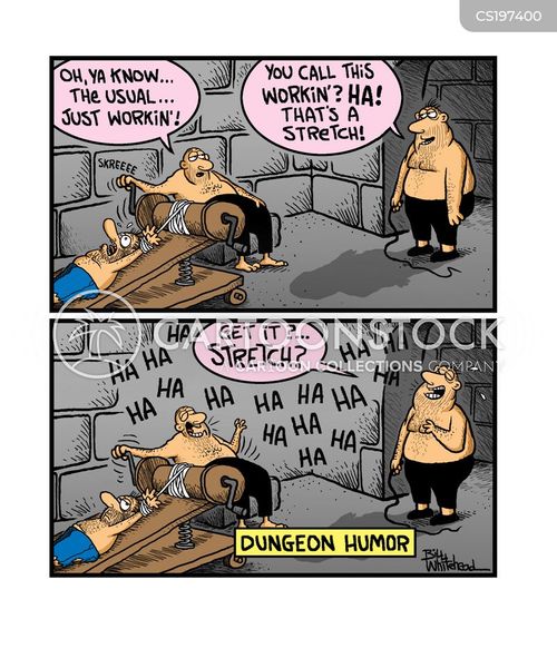 Oh, you know, the usual...just working. - Dungeon Humour from CartoonStock.com