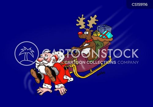 Cartoons und Karikaturen mit Weihnachtsfeier