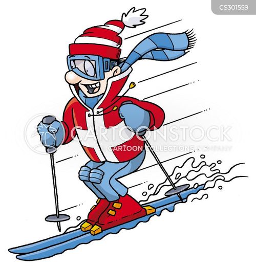 Downhill Skier Cartoons and Comics - funny pictures from CartoonStock